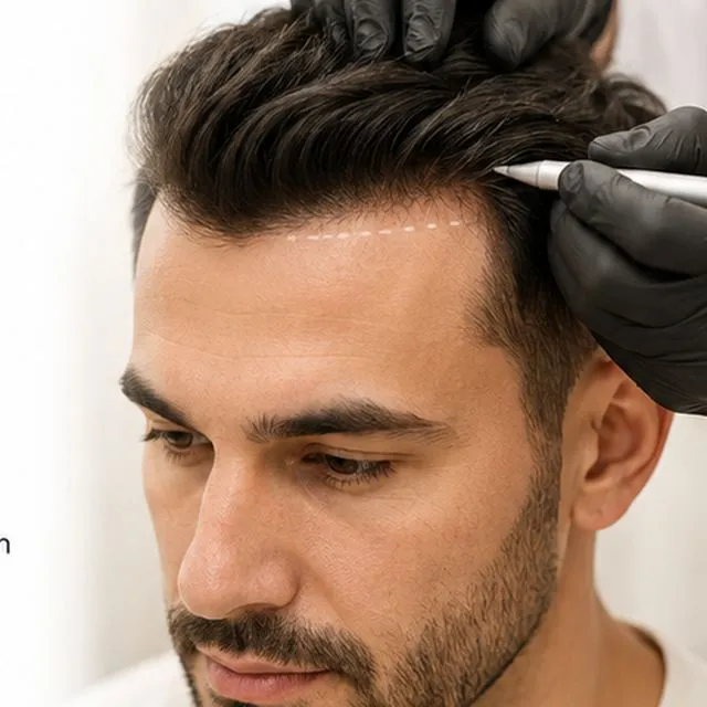 Hair restoration consultation in a clinical setting