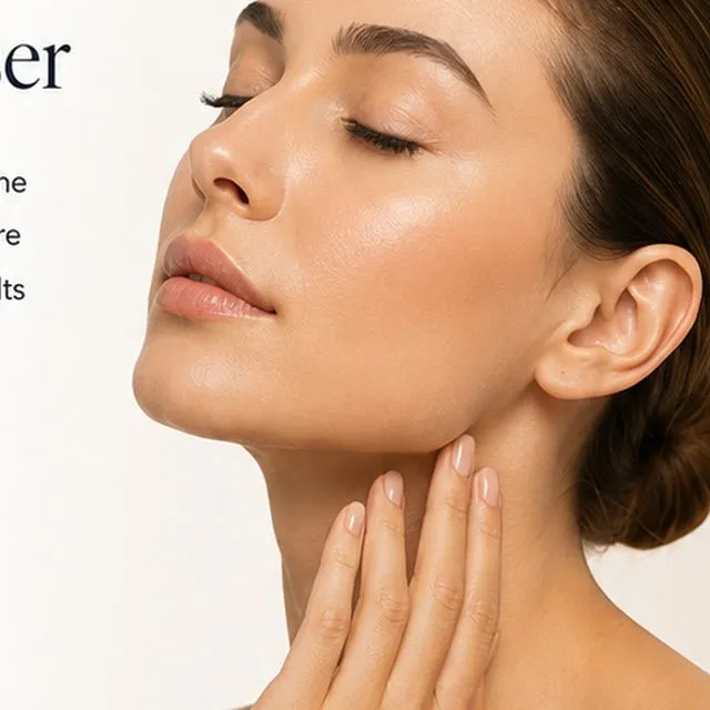 Close detail of facial skin in clear light